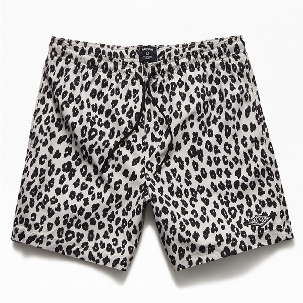 PacSun Leopard Print Swim Trunks